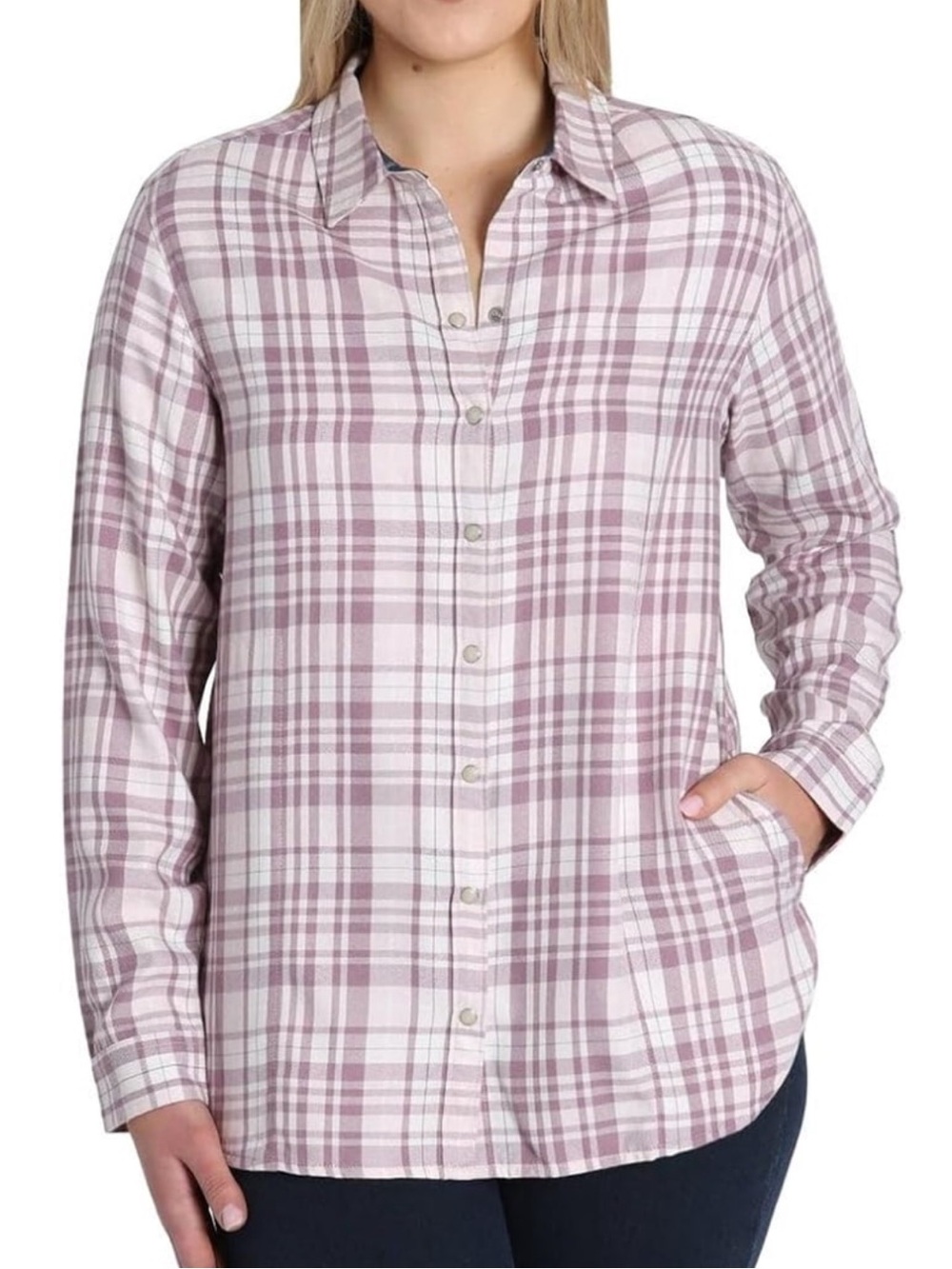 JACHS Girlfriend Purple Plaid Flannel Shirt